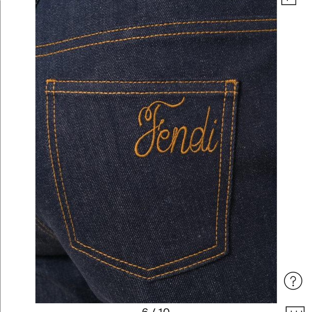 Fendi logo dark indigo jeans with brown stitching - Picture 3 of 12